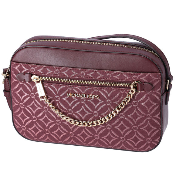 Michael Kors Jet Set East West Chain Crossbody Metallic Oxblood Multi - Picture 2 of 4